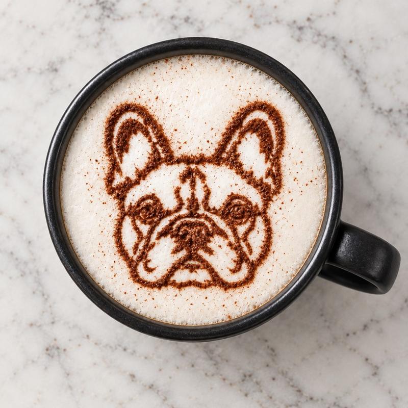 Coffee with printed dog design